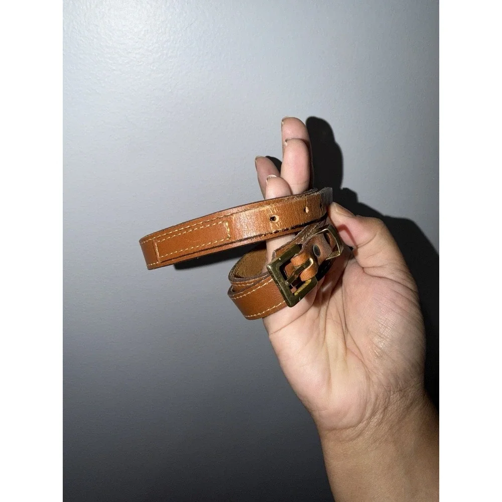 Genuine Leather Belt Size 36 Brown Tan Dress Casual Silver Buckle 38.5